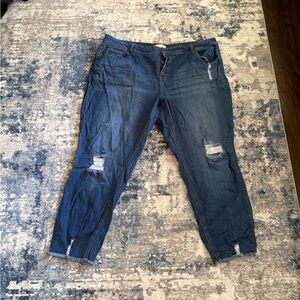 Cato Dark Blue Distressed Straight-Leg Jeans